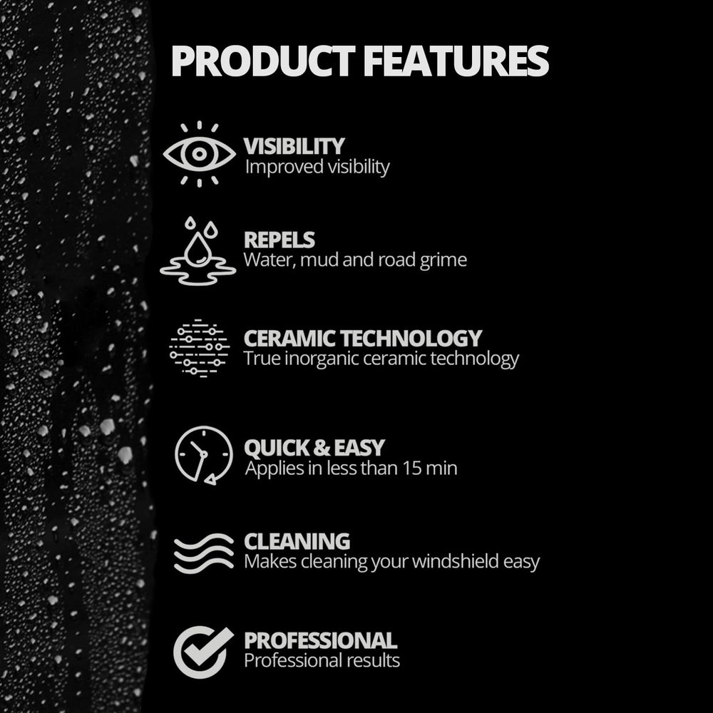 CERAKOTE treated windshield with water beading for improved visibility