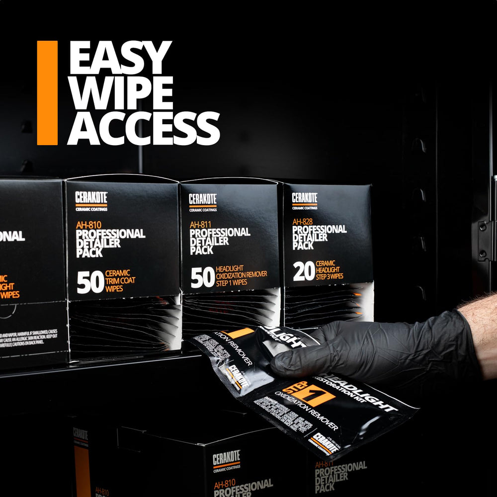 CERAKOTE wipe in hand applying to lens for quick tool-free prep benefit