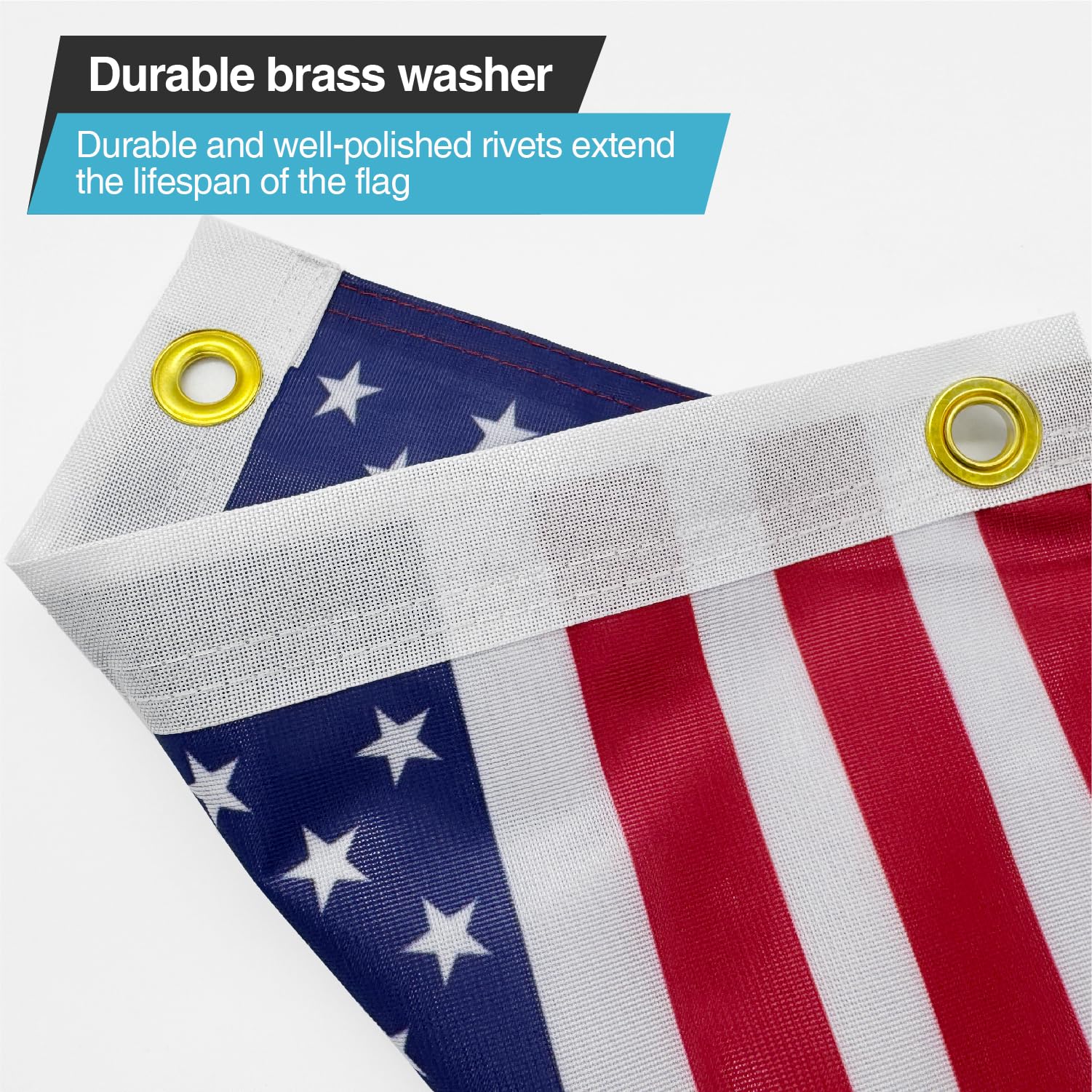 cezelux close-up of double-stitched flag hem highlighting reinforced durability