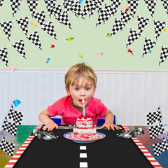 Chalyna racetrack used as a photo booth floor creating playful, themed pictures