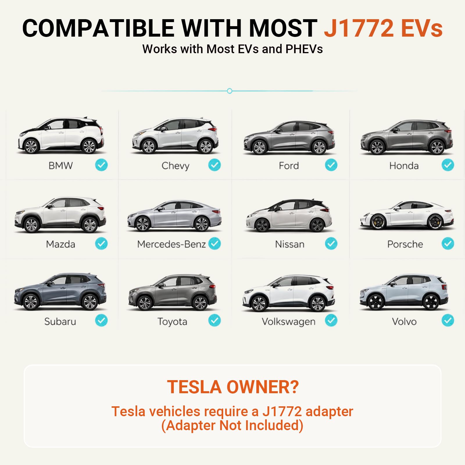 CHARGEHERE connected to EV in driveway for convenient home charging