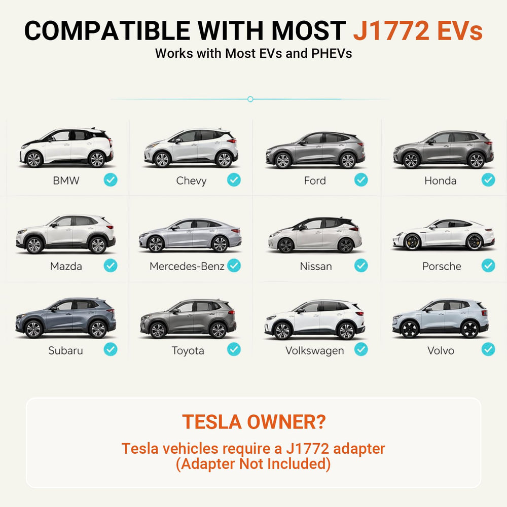 CHARGEHERE connected to EV in driveway for convenient home charging