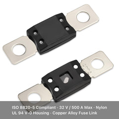 Chatovalo M8 stud and stainless hardware detail enabling secure high-current connections benefit
