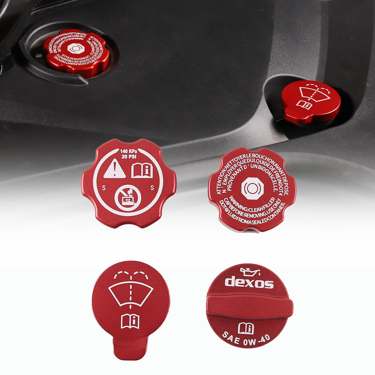 CHEAYAR red cap covers front view showing sporty finish and instant visual upgrade