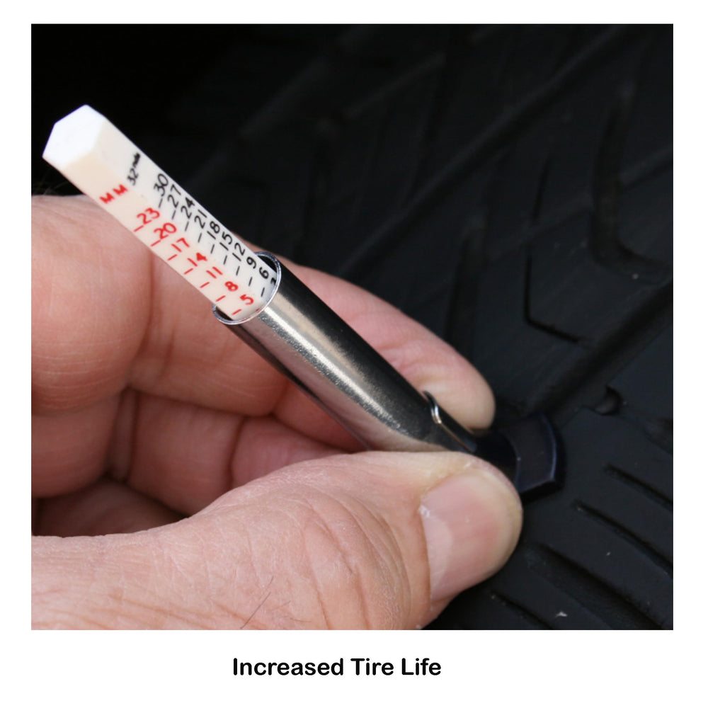 Checkered Flag product label close-up showing TPMS compatibility and safe-use information