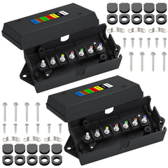 CheeMuii front view of junction box showing all seven terminals for organized wiring