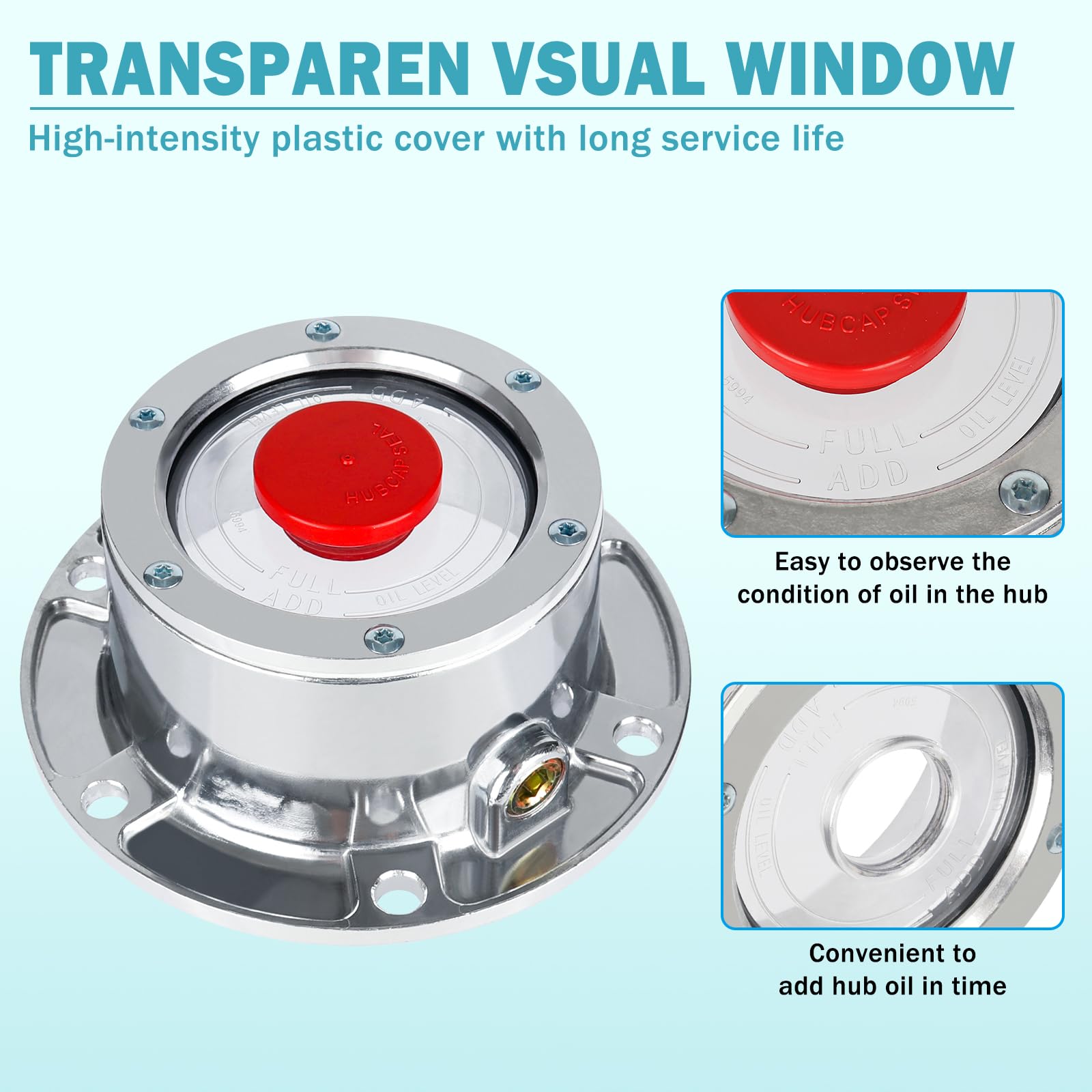 CheeMuii clear oil window close-up enabling quick visual oil inspection benefit
