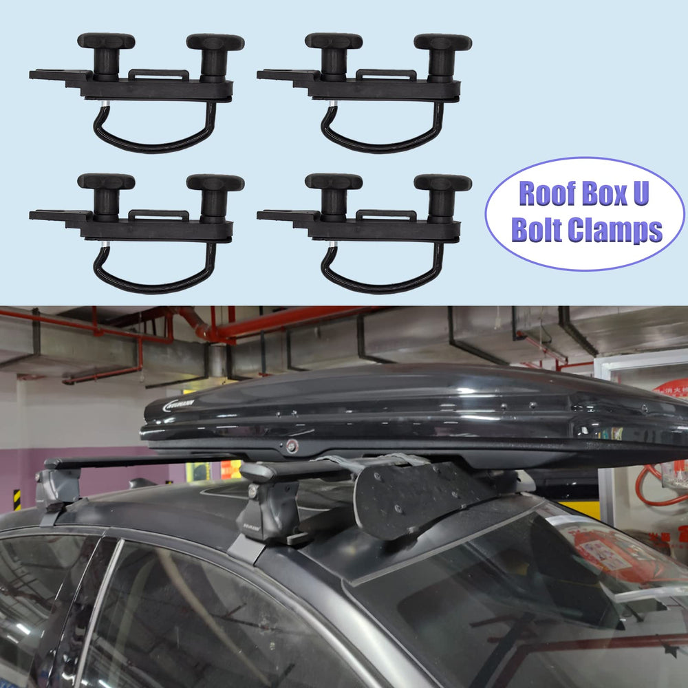 Cheerock clamps mounted under roof box demonstrating stability on vehicle