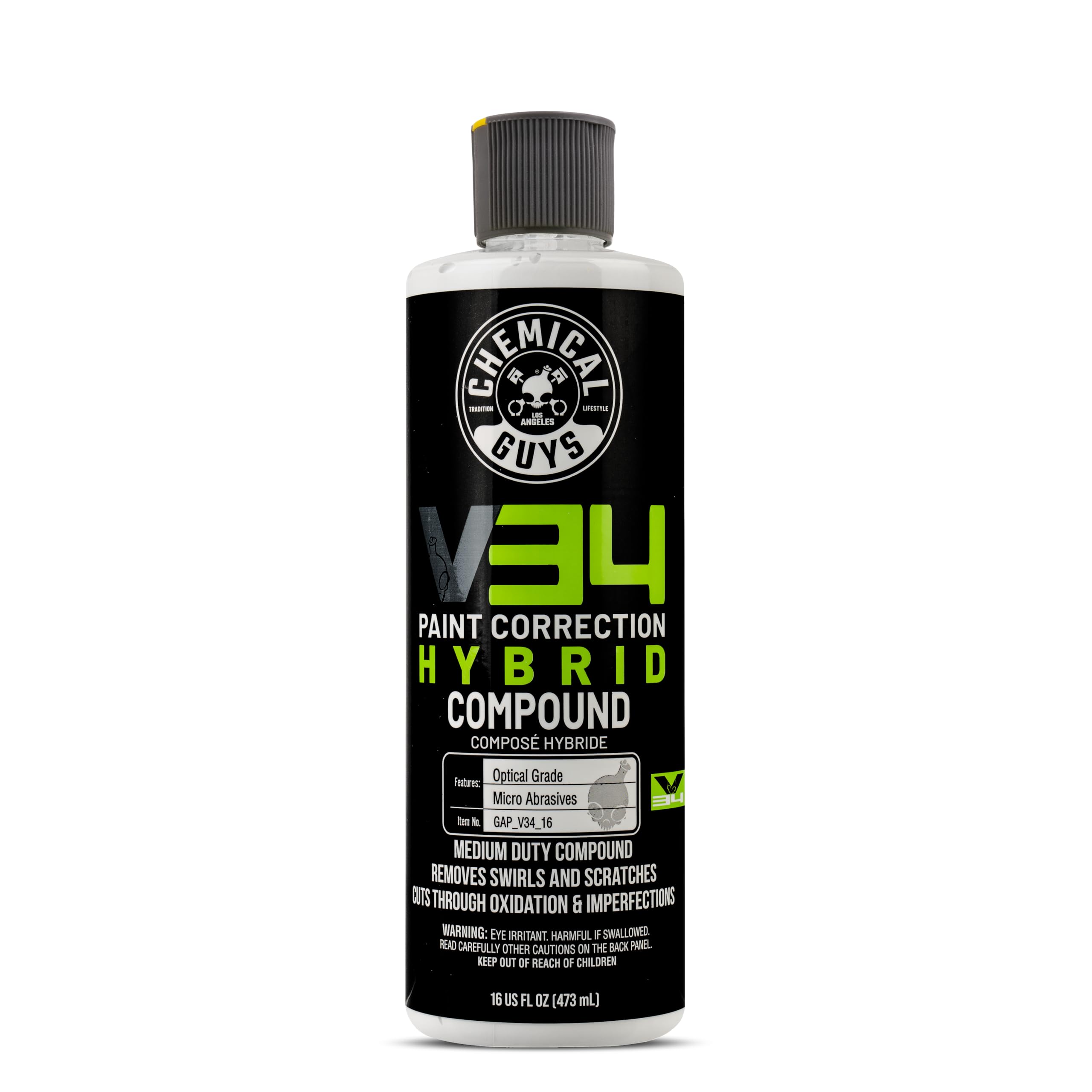 Chemical Guys V34 front label displaying product name and size for easy identification