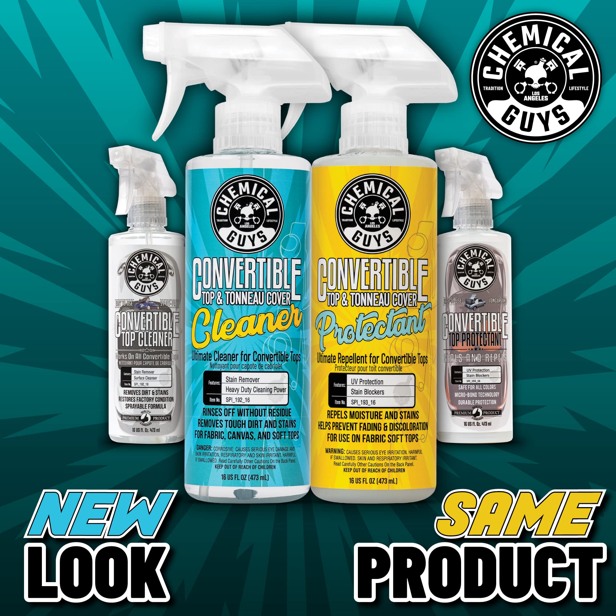 Chemical Guys close-up of protectant applied to soft top for long-lasting cleanliness