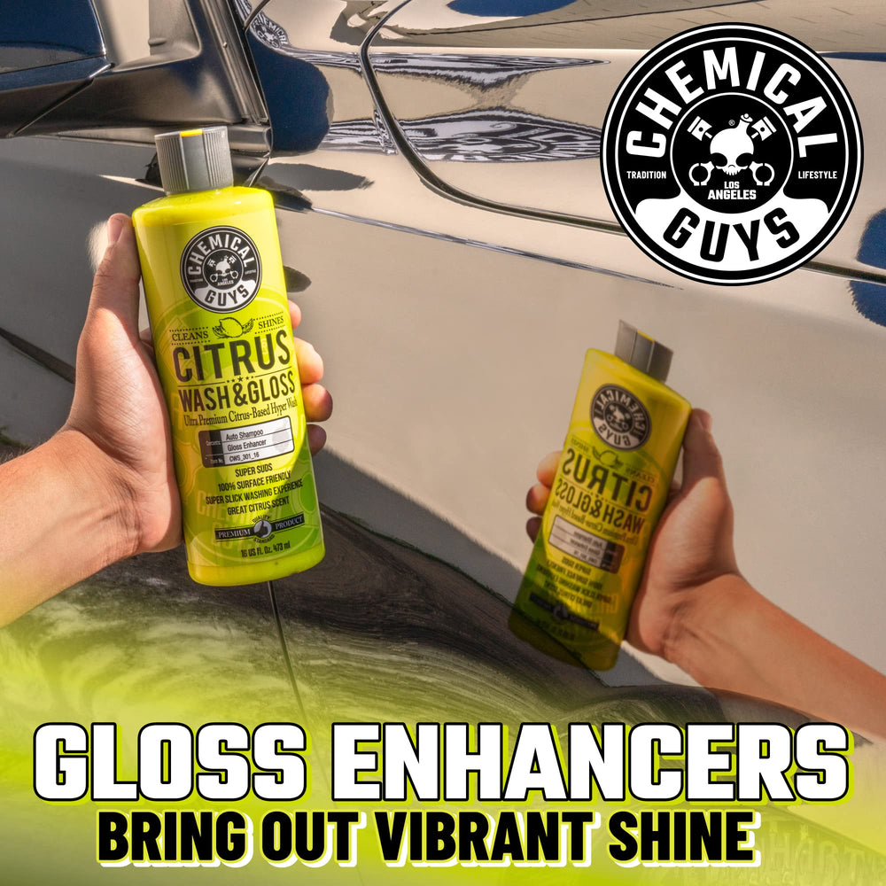 Chemical Guys before and after wash showing improved surface gloss