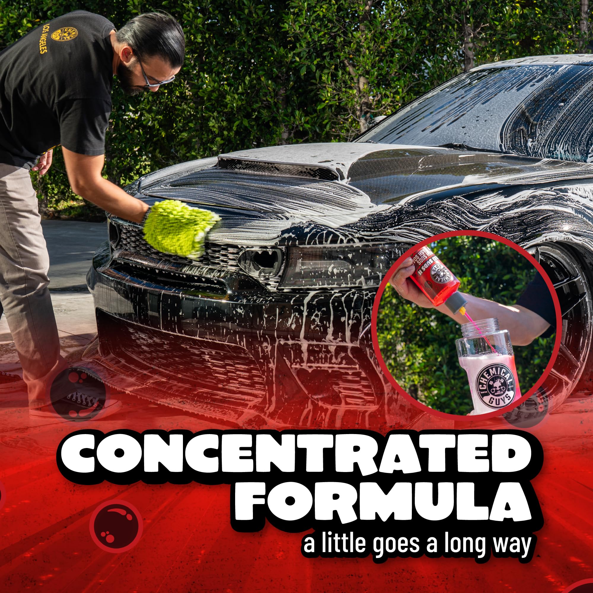 Chemical Guys bundle overhead view with bottle and mitt for complete wash kit