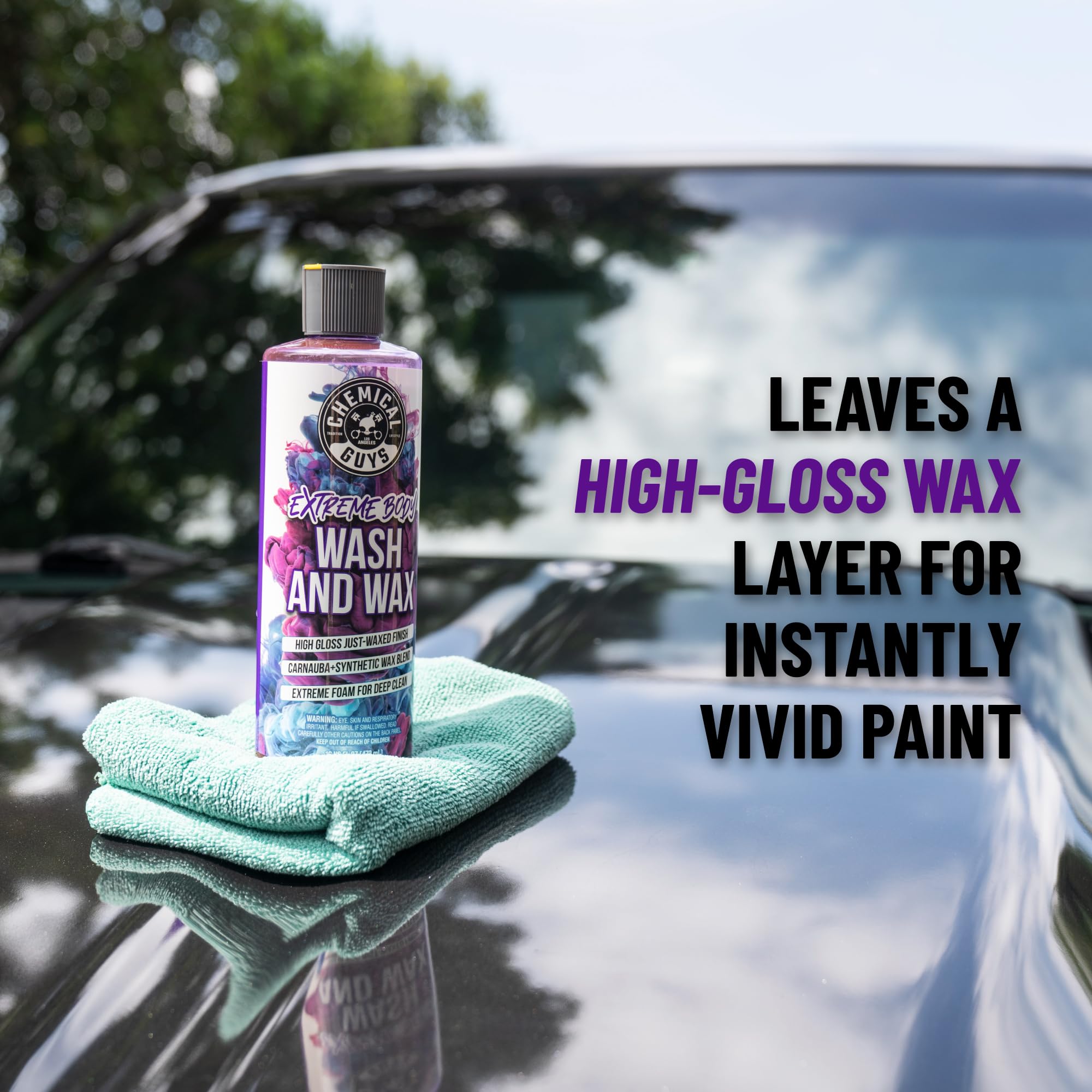 Chemical Guys rinsed panel showing glossy, water-beading finish