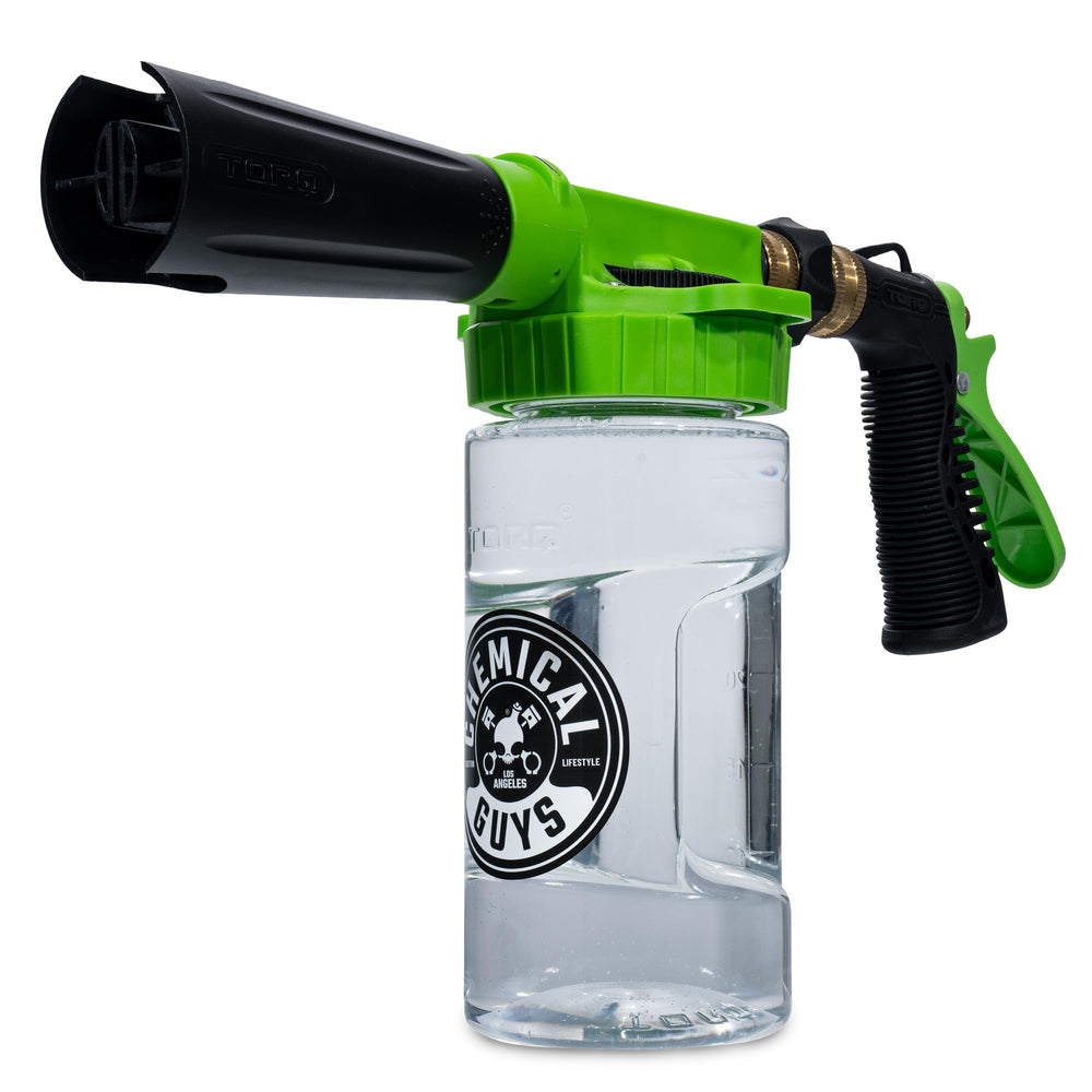 Chemical Guys front view of TORQ Foam Blaster showing compact design and quick setup benefit