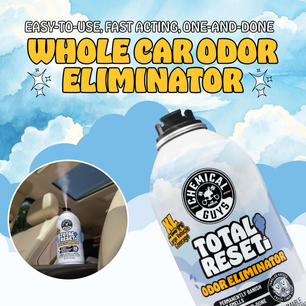 Chemical Guys aerosol nozzle detail illustrating secure lock and easy hands-free use