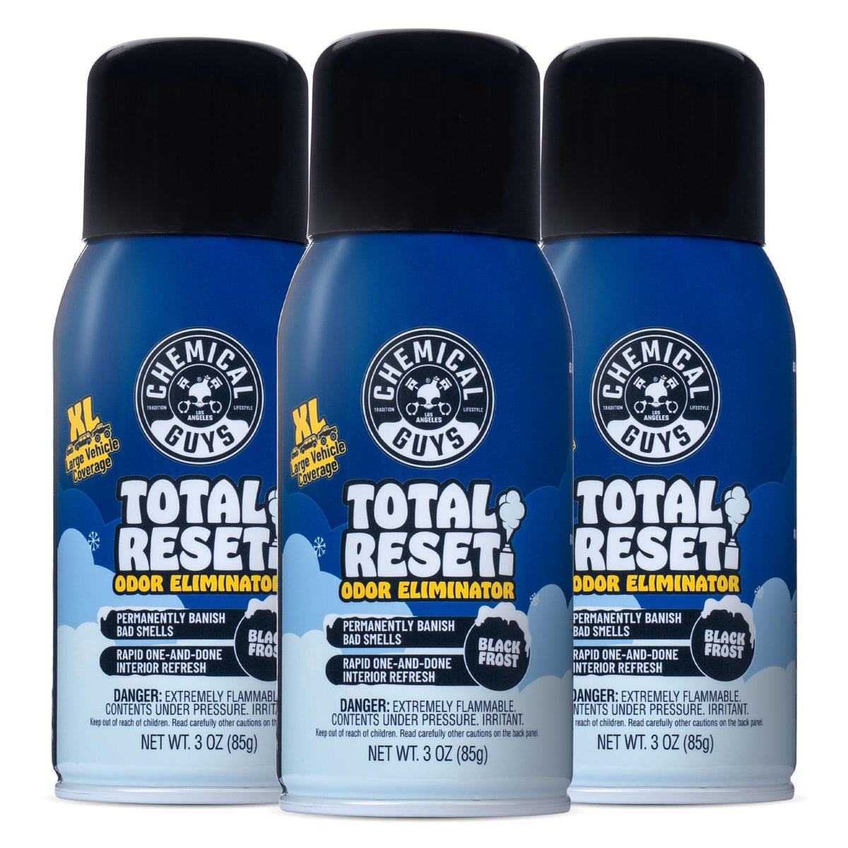 Chemical Guys fogger front view showing can and label benefit of strong deodorizing