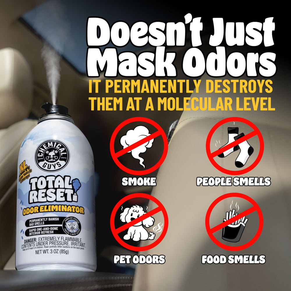 Chemical Guys fogger placed in car center demonstrating even interior coverage