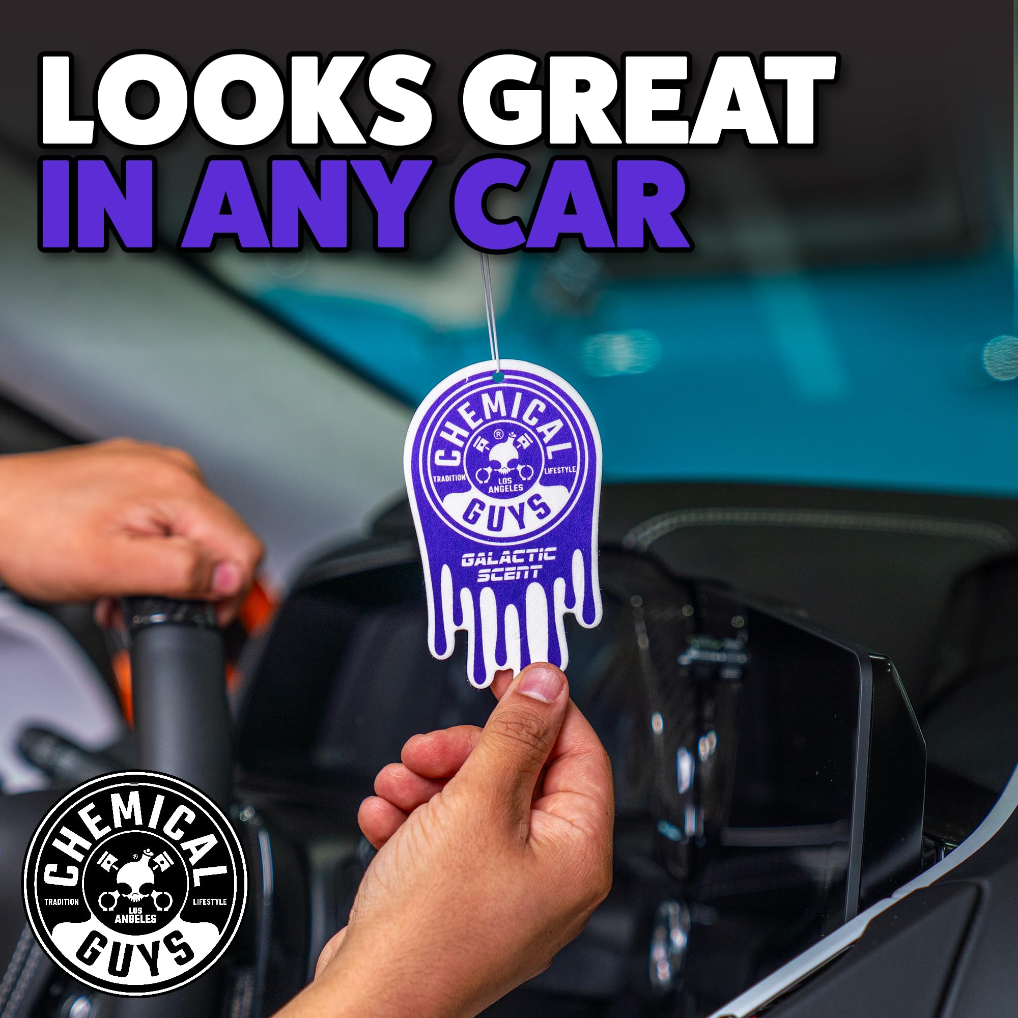 Chemical Guys freshener in car interior creating a welcoming, fruity atmosphere