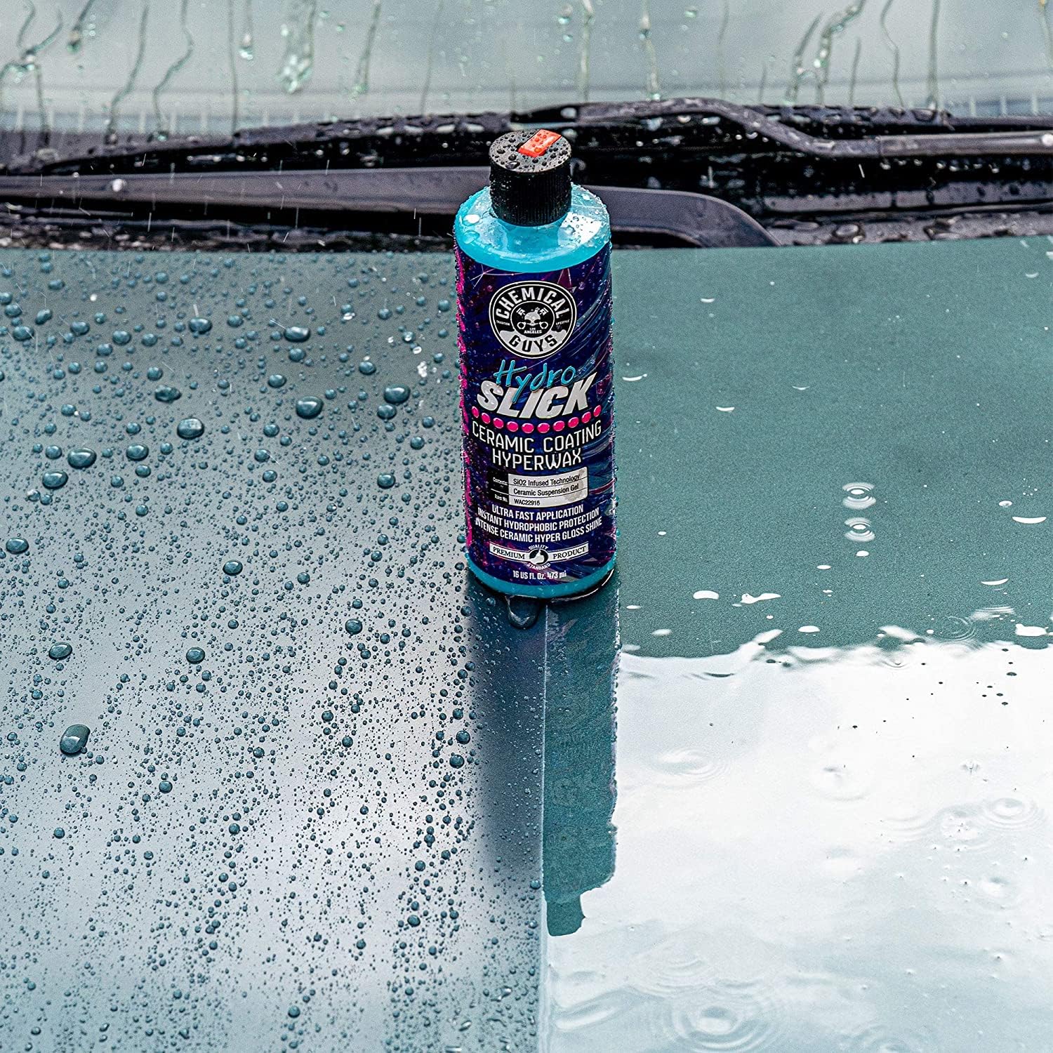 Chemical Guys HydroSlick label closeup showing product name and usage instructions