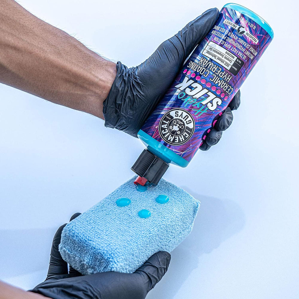 Chemical Guys HydroSlick water beading on paint demonstrating hydrophobic performance