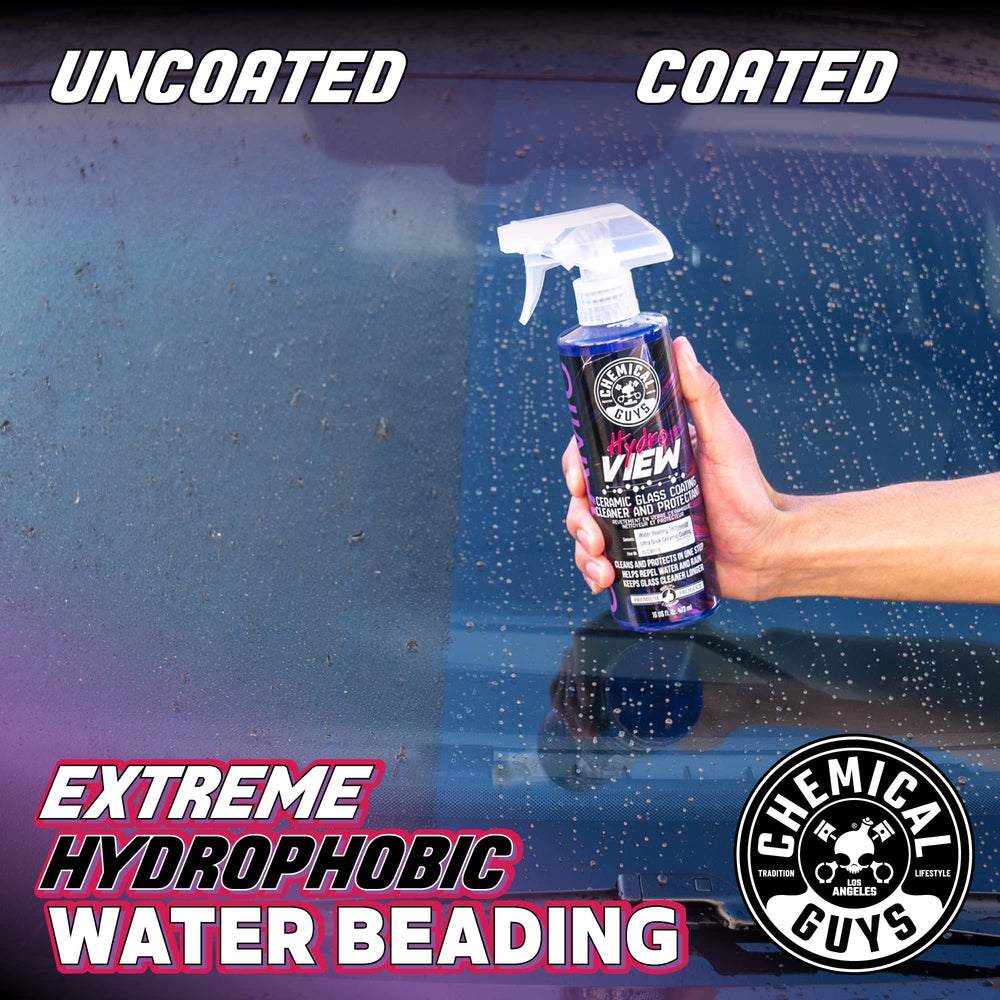 Chemical Guys HydroView spray action cleaning windshield for quick removal of grime