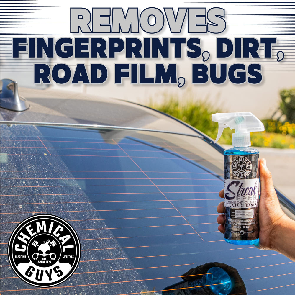 Chemical Guys cleaning car windshield delivering safer driving visibility benefit