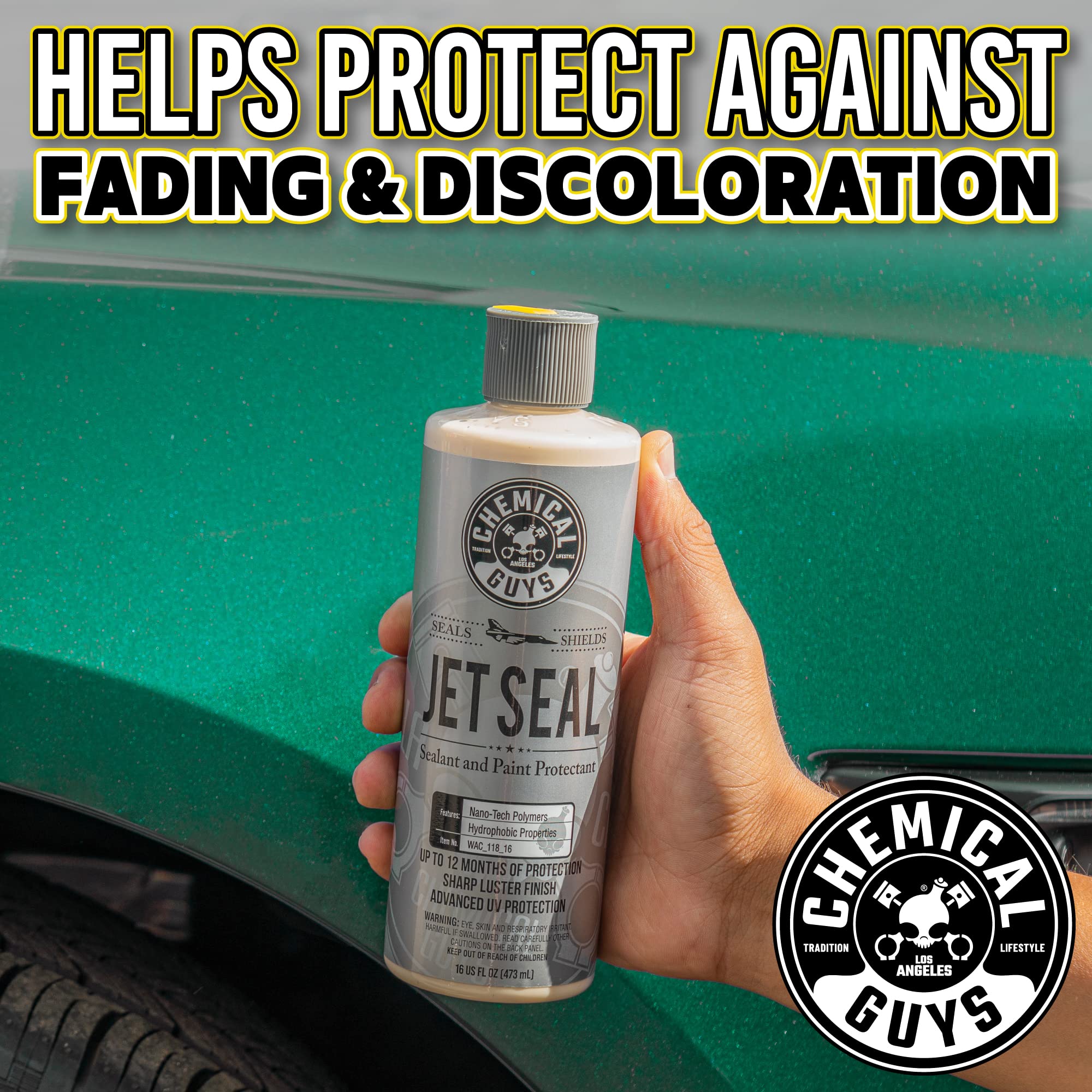 Chemical Guys JetSeal staged in a garage to show professional-grade use