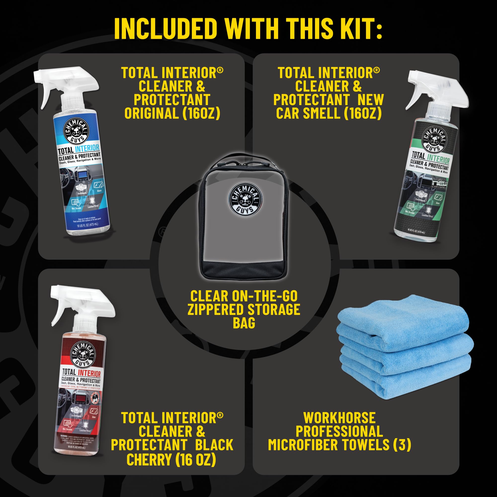Chemical Guys lifestyle trunk storage scene showing kit ready for travel and quick access