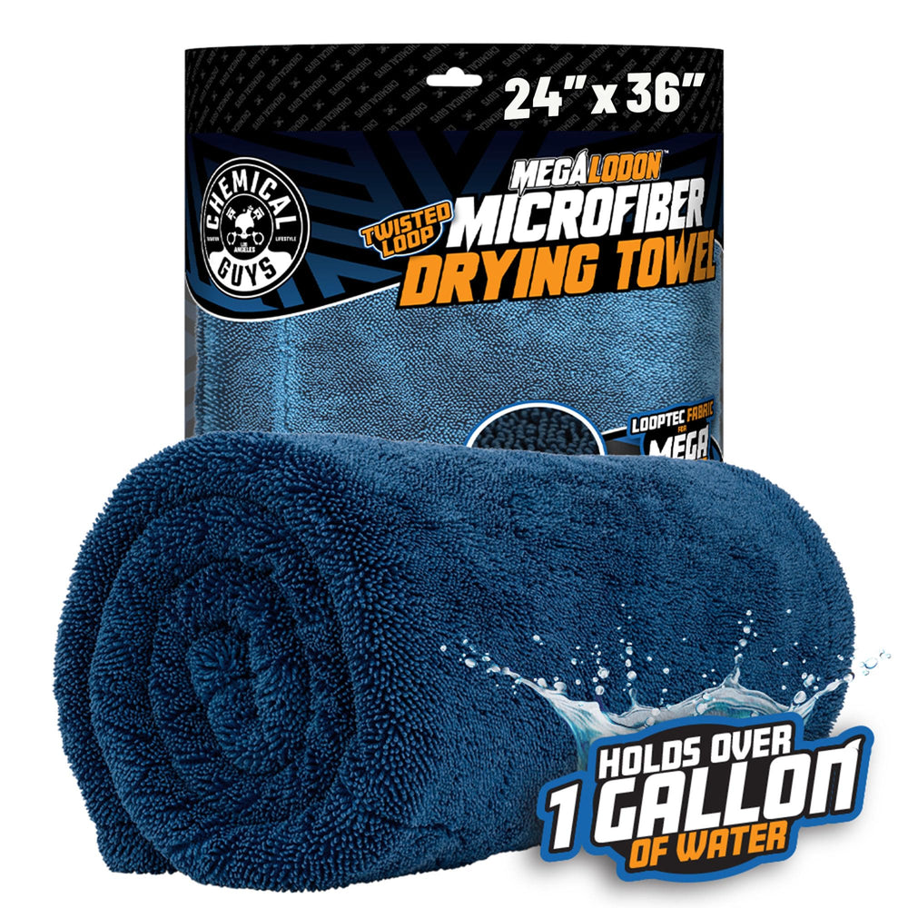 Chemical Guys Megalodon front view showing full towel and fast drying benefit