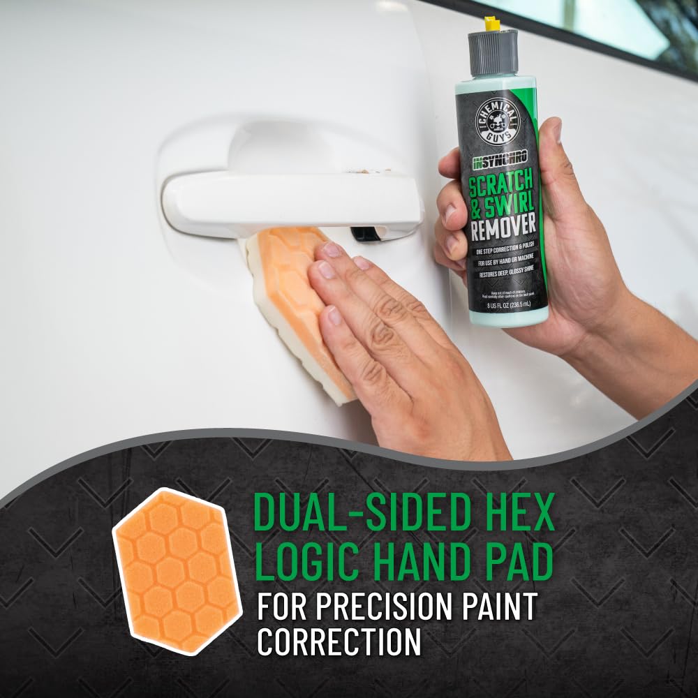 Chemical Guys pad in hand polishing action enabling controlled manual correction