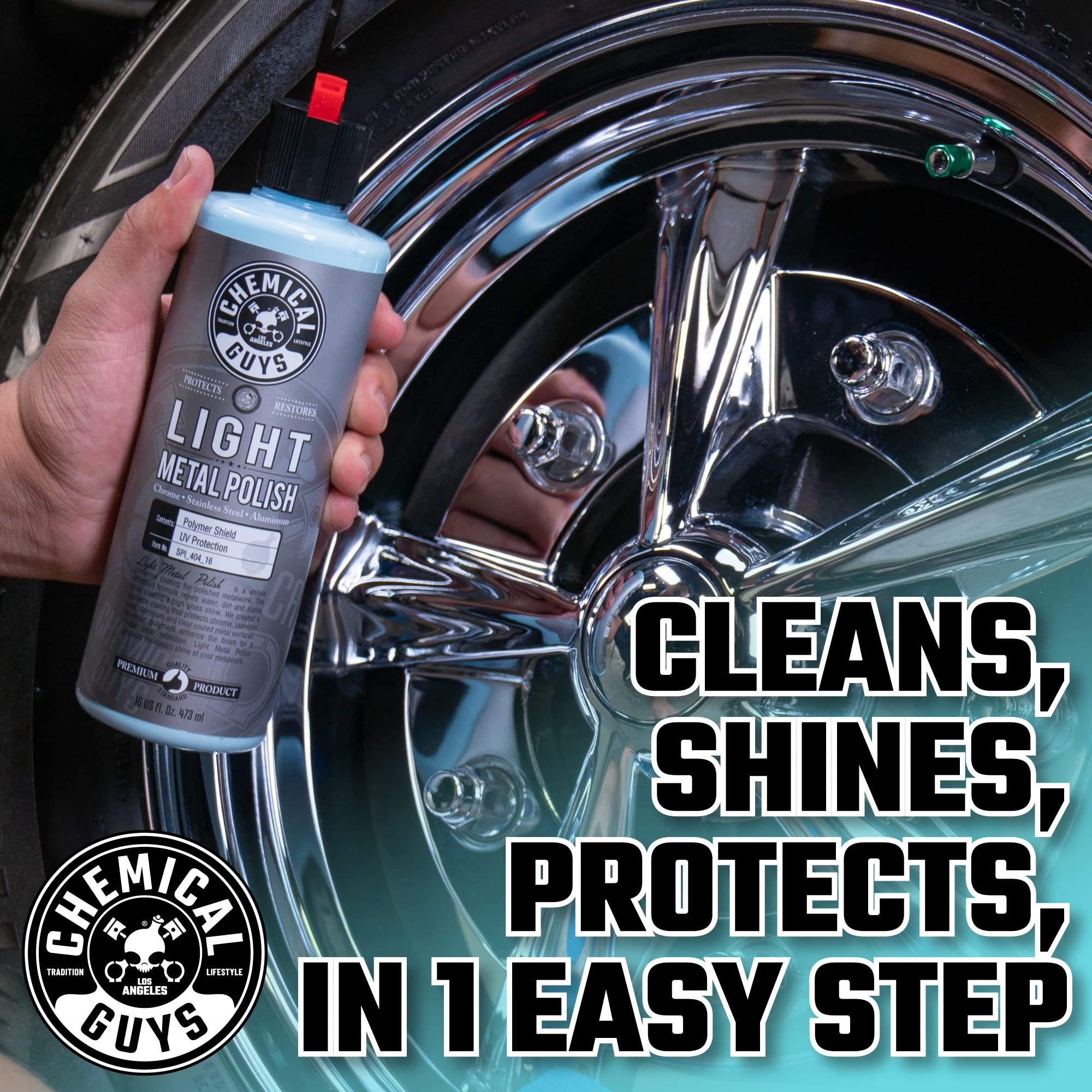 Chemical Guys on aluminum diamond plate revealing restored reflective finish