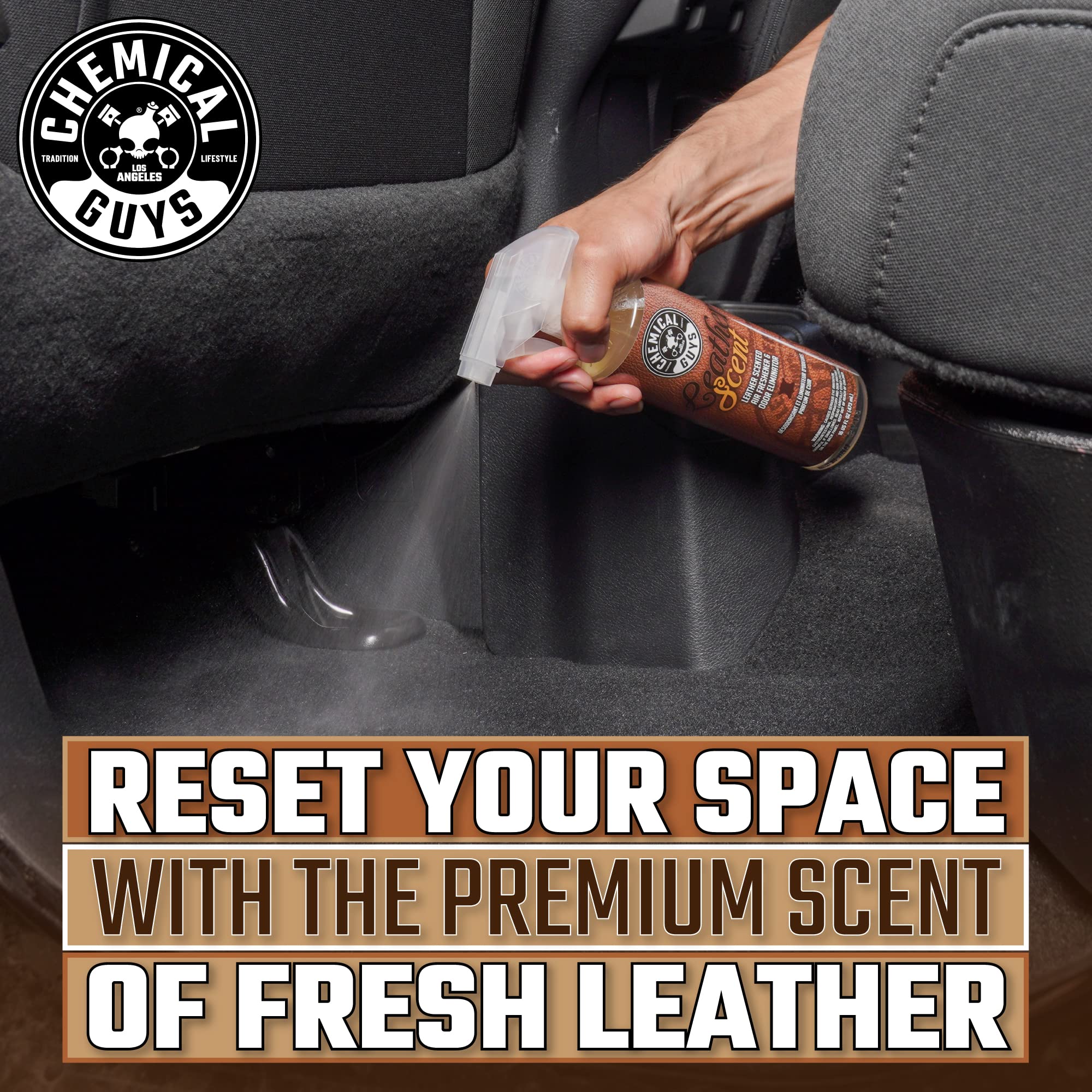 Chemical Guys being used inside car interior to refresh upholstery benefit