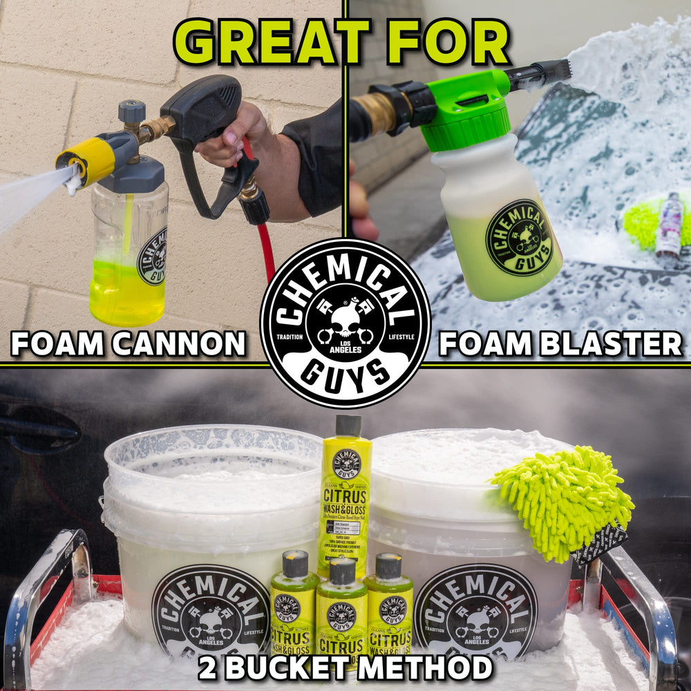 Chemical Guys Gamma Seal lid used as a seat for comfortable washing