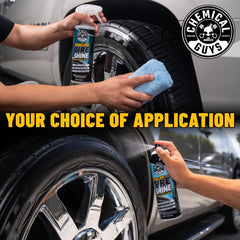 Chemical Guys sidewall after application showing deep wet black finish