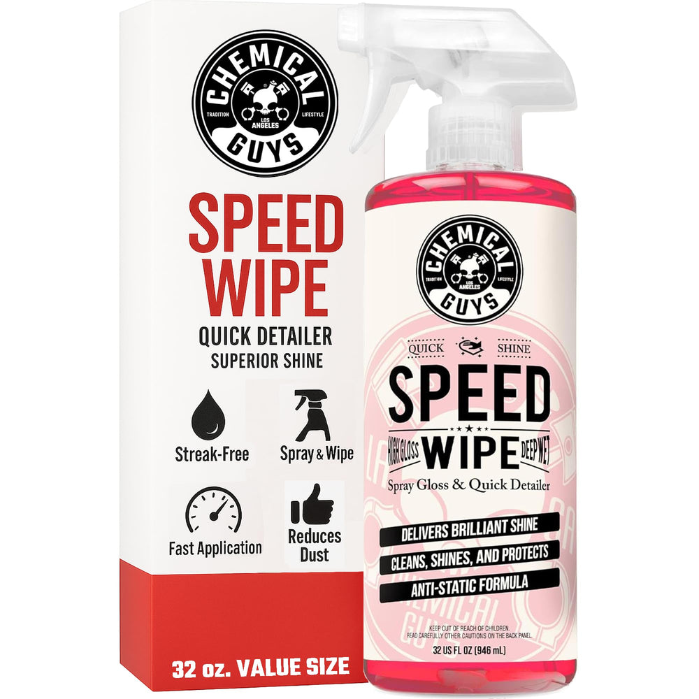 Chemical Guys Speed Wipe front label showing product and size, highlights fast shine