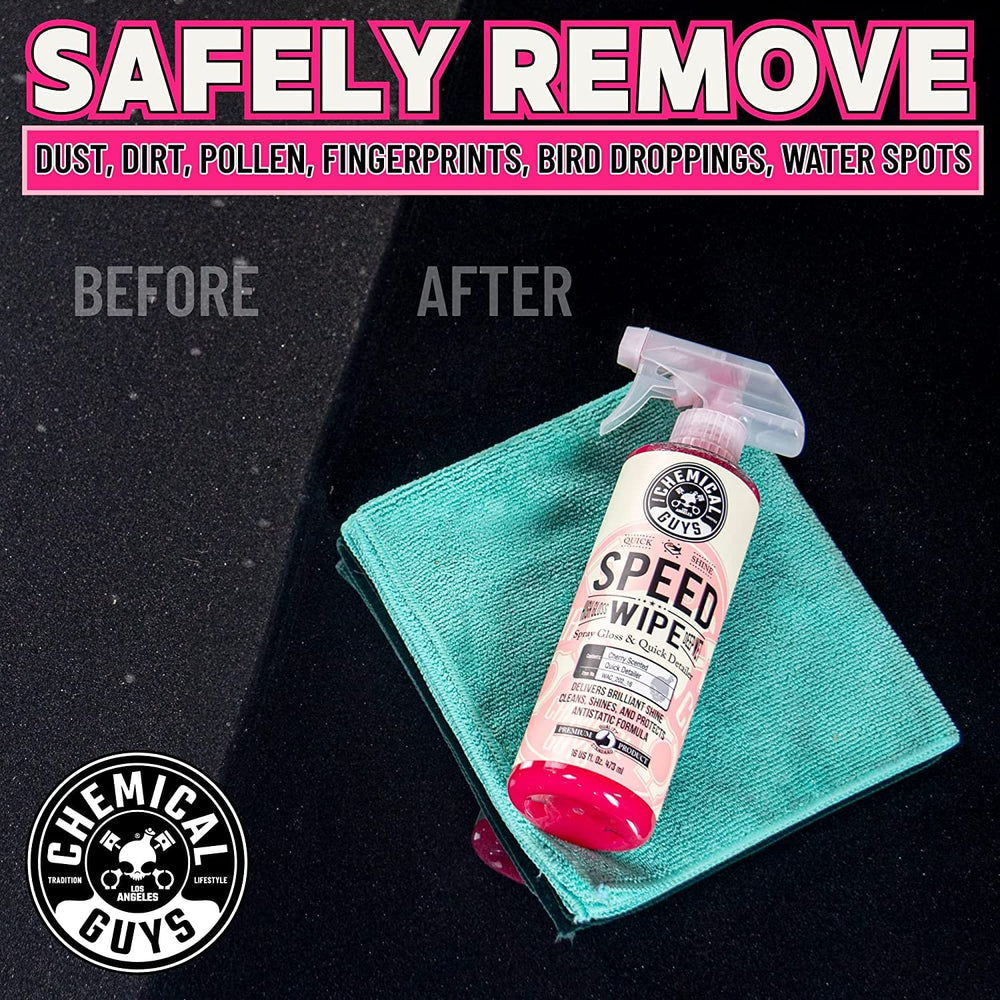 Chemical Guys Speed Wipe in a trunk ready for quick touch-ups and on-the-go shine
