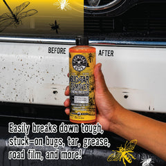 Chemical Guys spray on bumper dissolving bug residue for safer cleaning