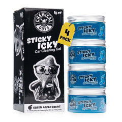 Chemical Guys front packaging showing four green-apple gel jars and benefits