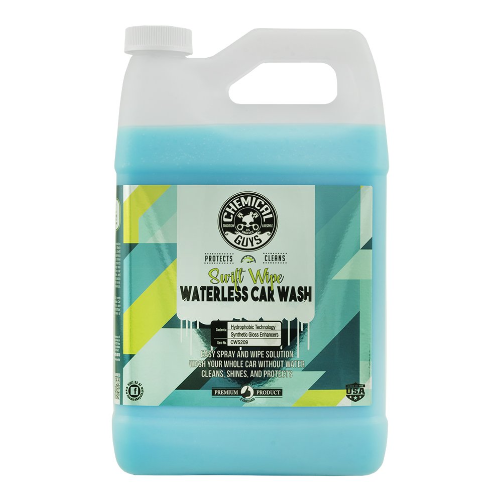 Chemical Guys bottle front label showing product identity and benefits