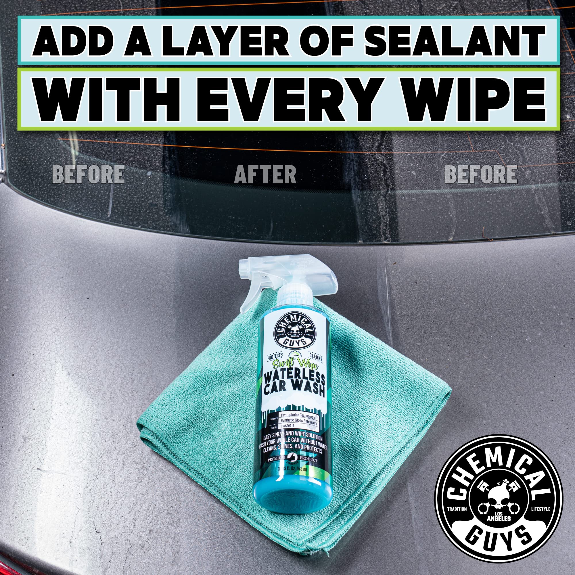 Chemical Guys used with microfiber towel preventing scratches and swirls