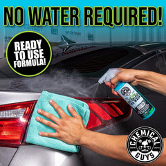 Chemical Guys spray action misting paint surface, demonstrating even coverage and easy application
