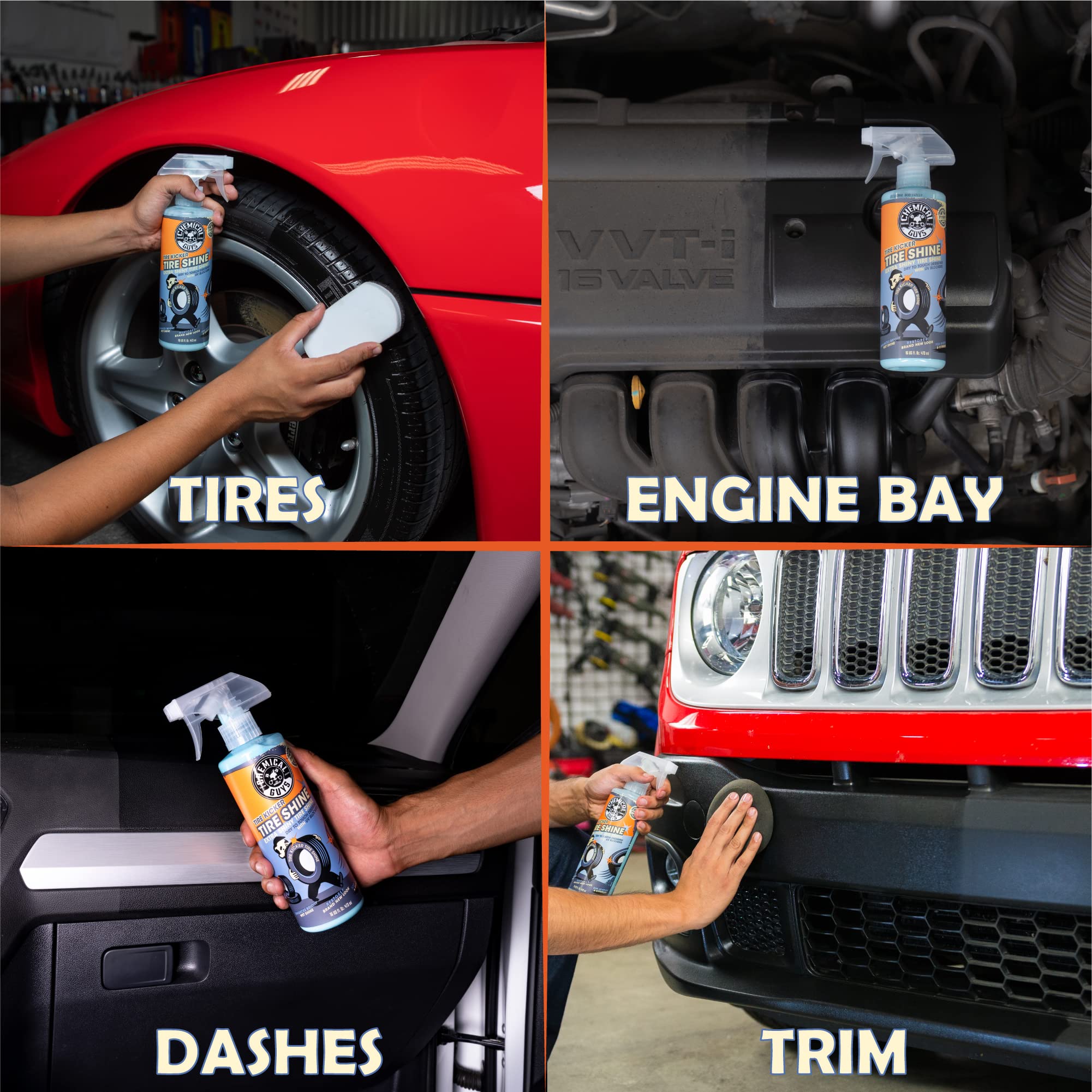 Chemical Guys applied to tire sidewall restoring deep black shine
