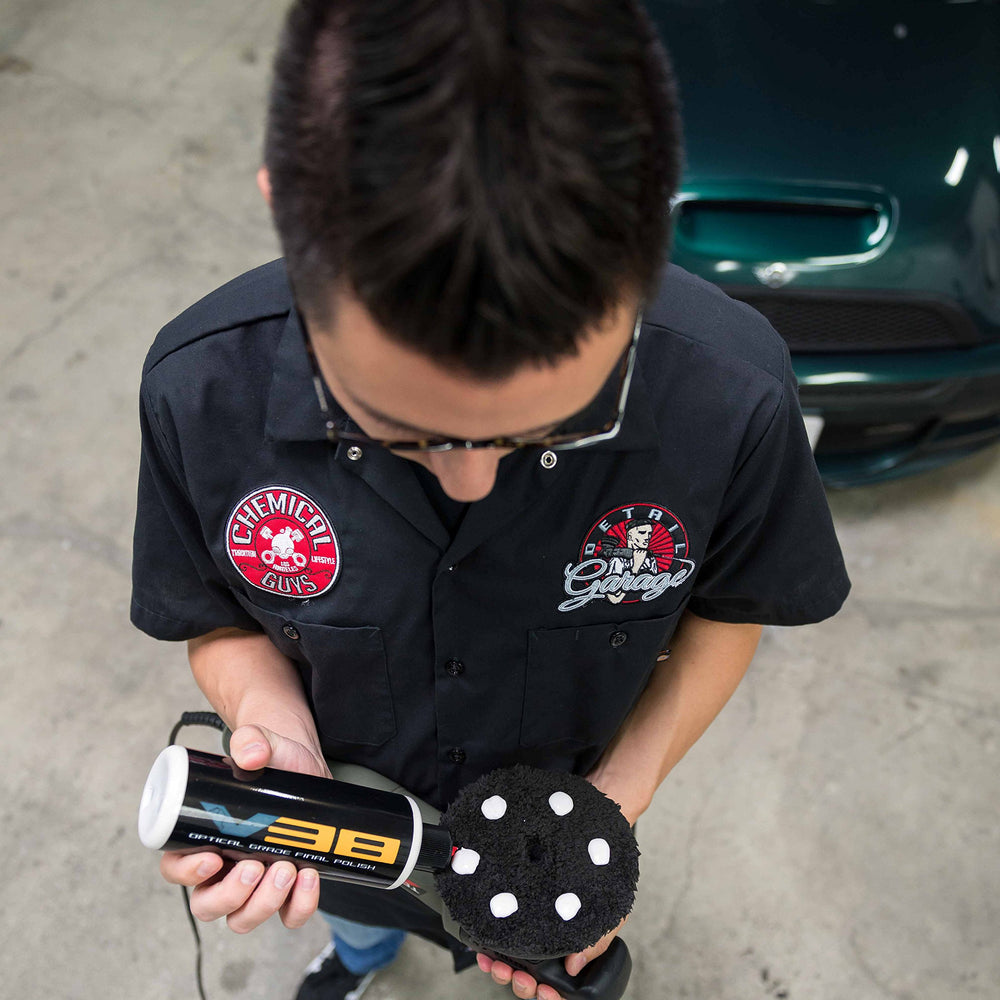 Chemical Guys V38 being used with a DA polisher for flawless final clarity