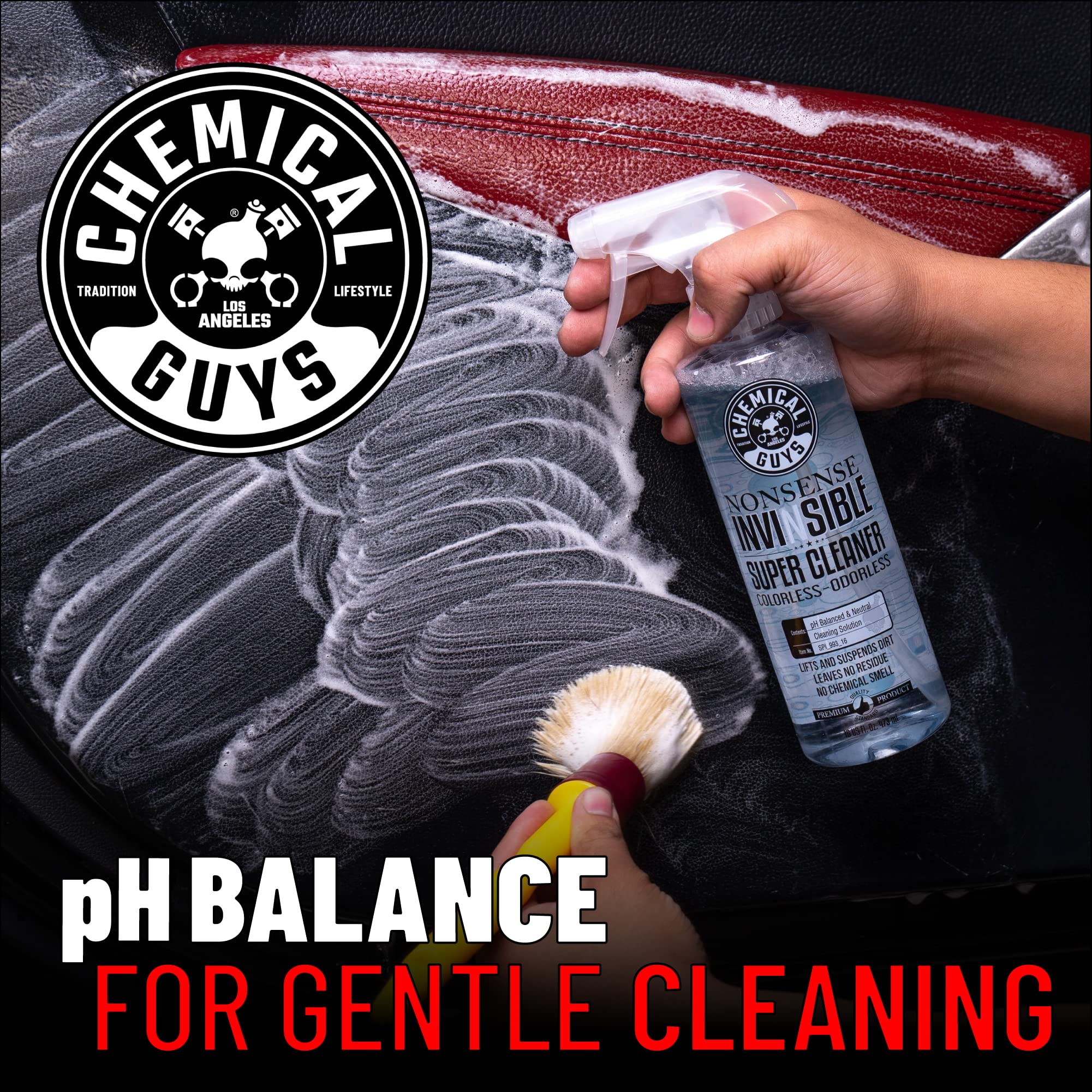 Chemical Guys in a tidy garage lifestyle shot highlighting professional-grade cleaning