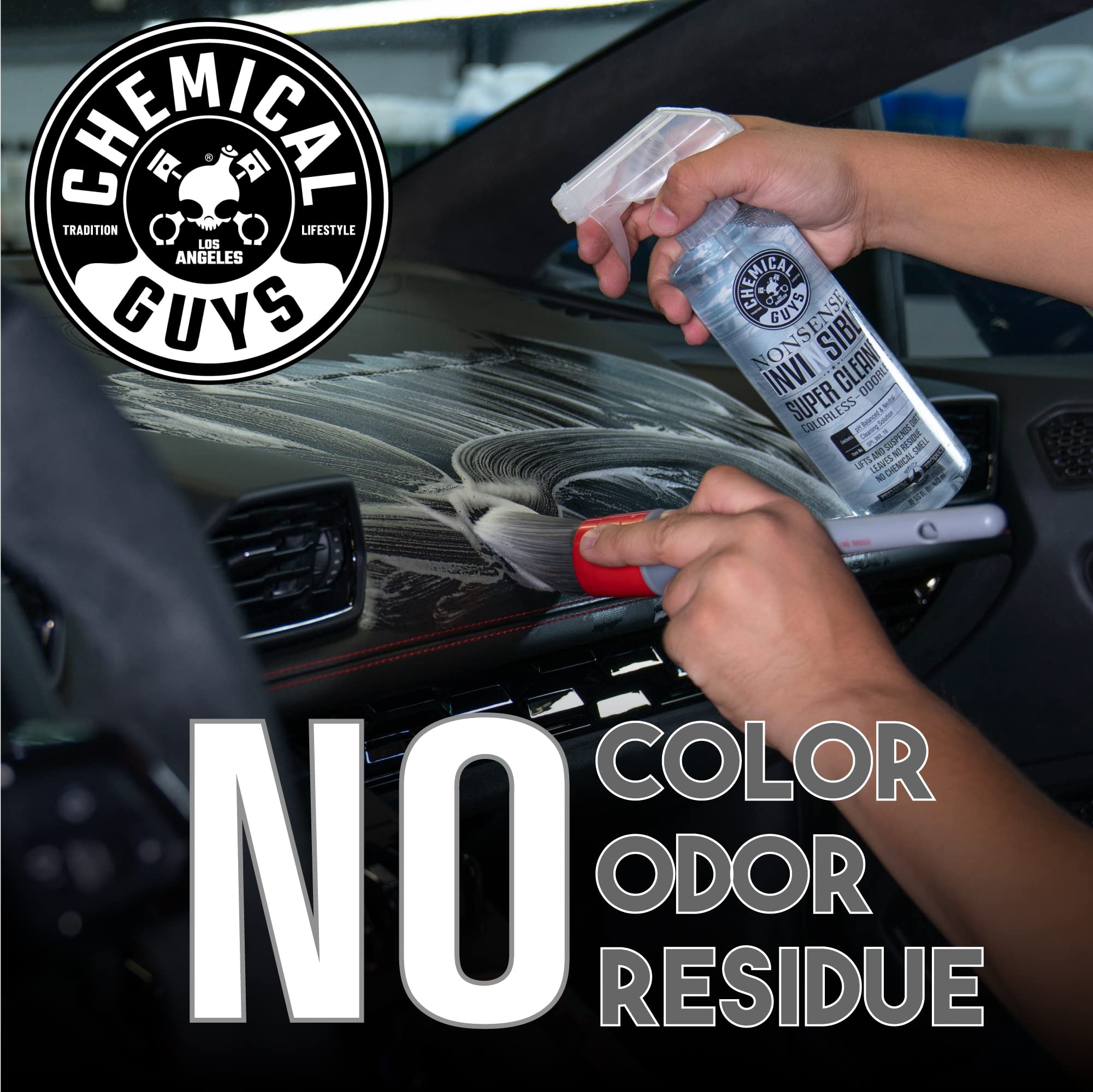 Chemical Guys removing brake dust from wheel demonstrating powerful degreasing