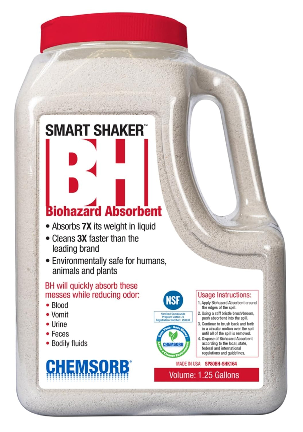 Chemsorb front view with red cap for quick identification and faster cleanup