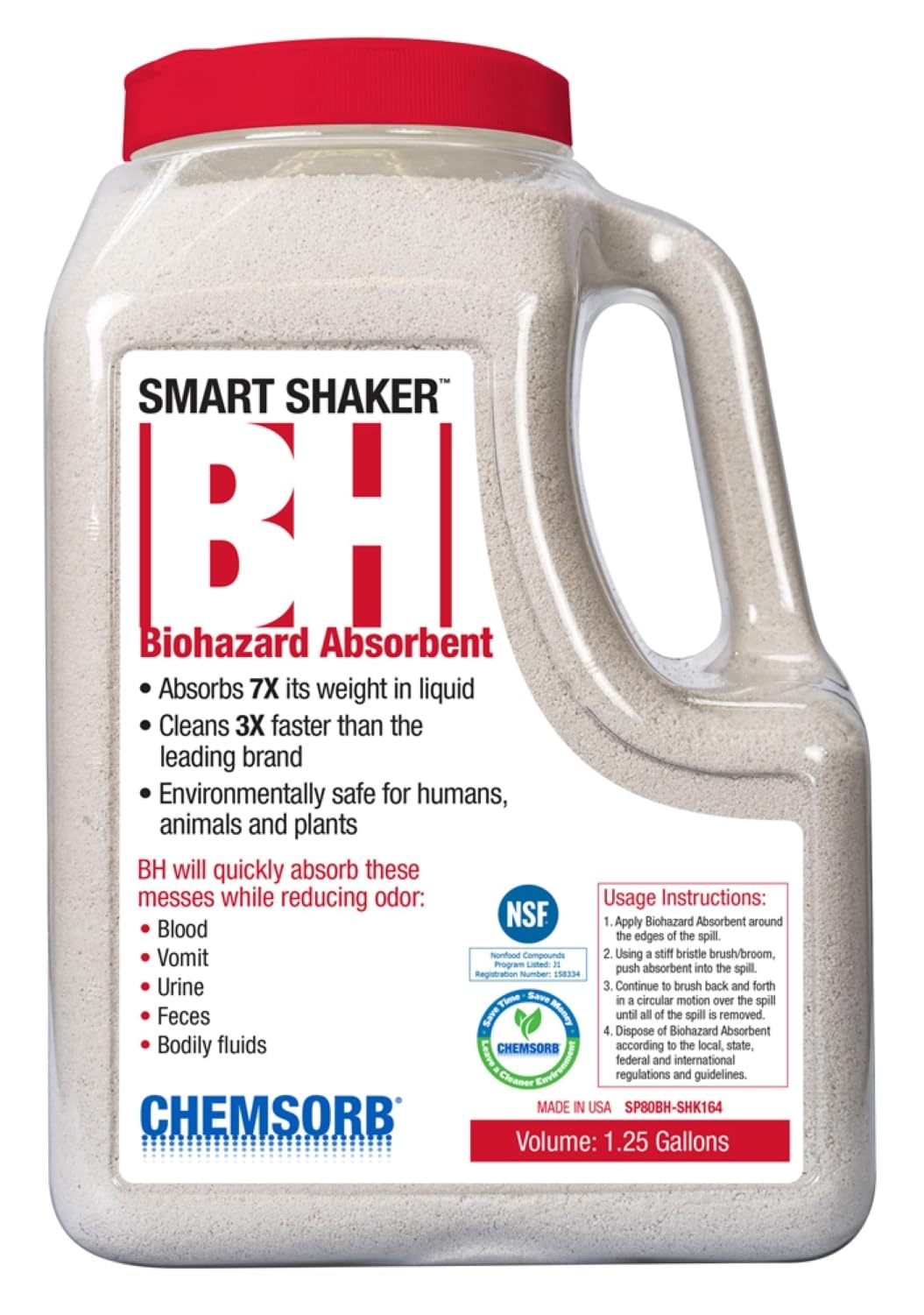 Chemsorb front view with red cap for quick identification and faster cleanup