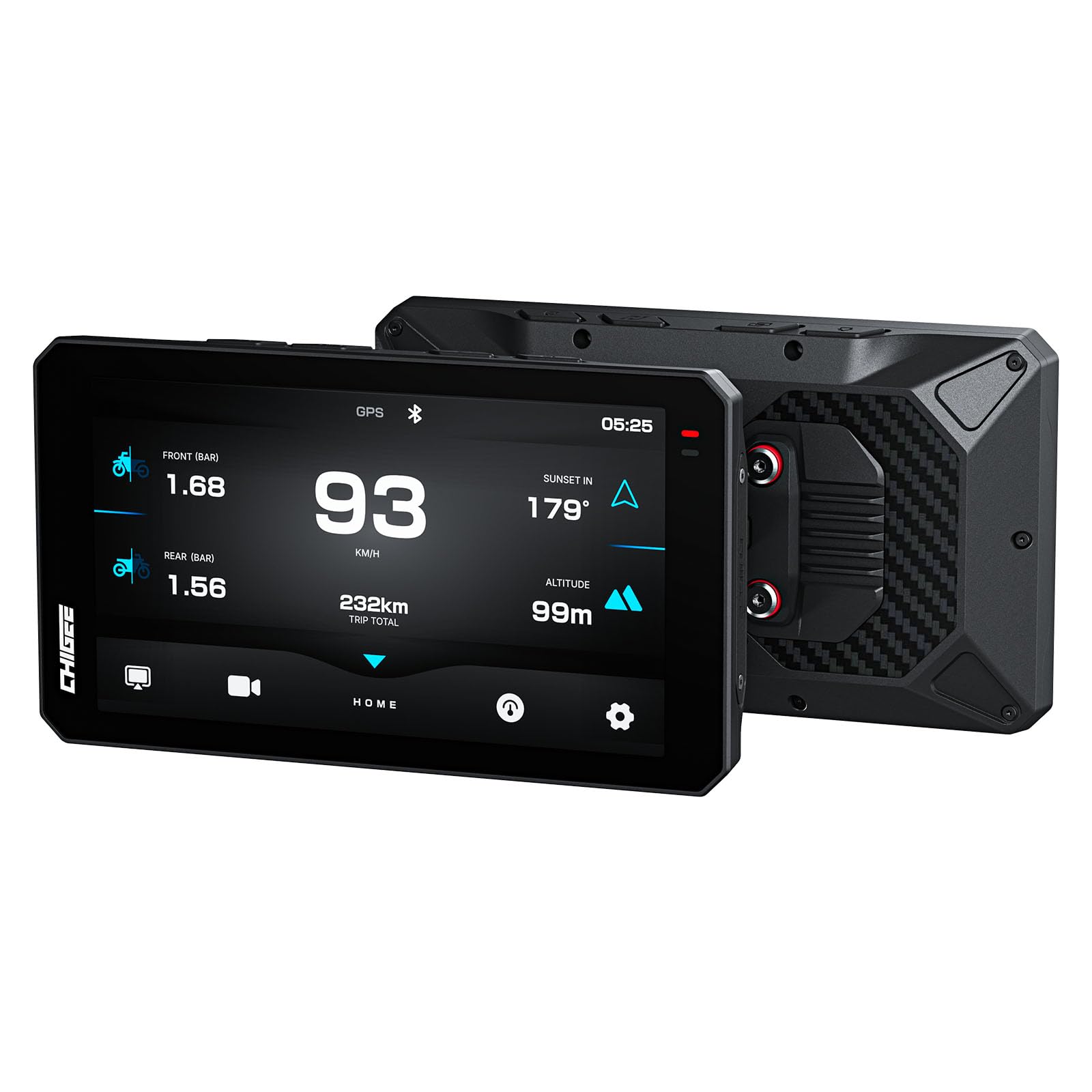 CHIGEE front display showing maps visible in bright light for confident navigation