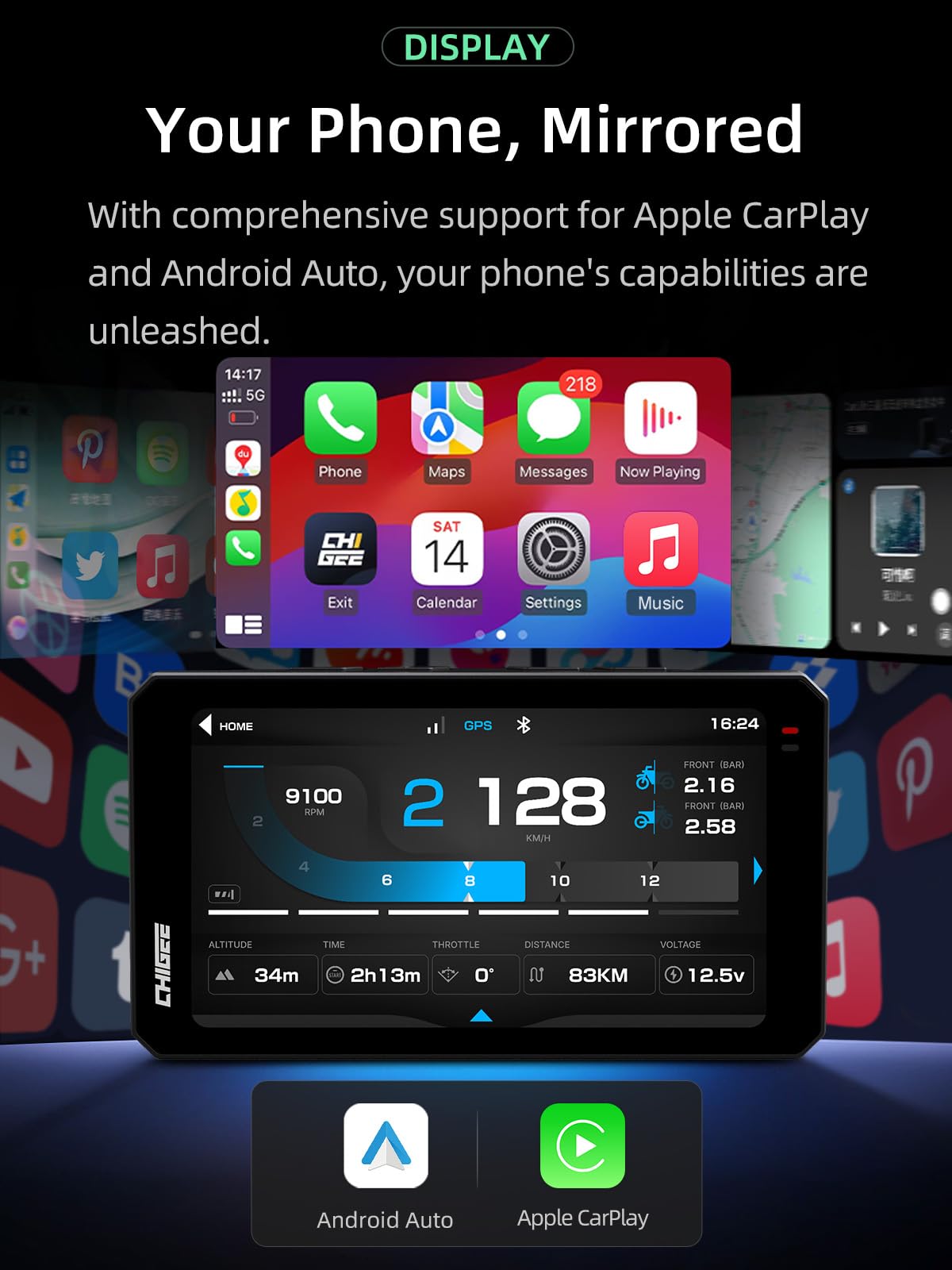 CHIGEE unit with rider using Siri for hands-free control and safer riding