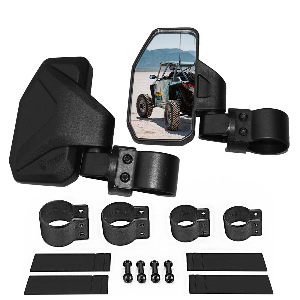 Chupacabra Offroad front view of installed mirrors showing wide coverage